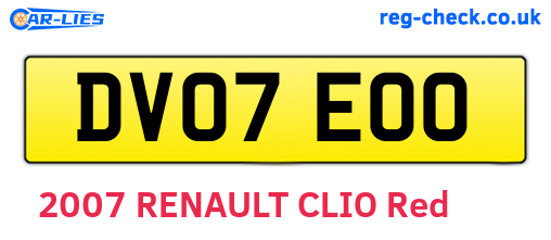 DV07EOO are the vehicle registration plates.