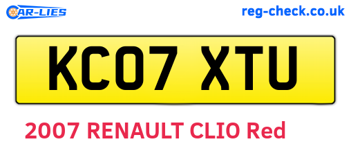 KC07XTU are the vehicle registration plates.