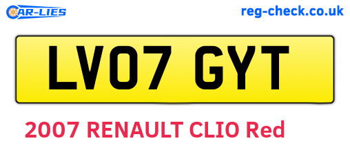 LV07GYT are the vehicle registration plates.
