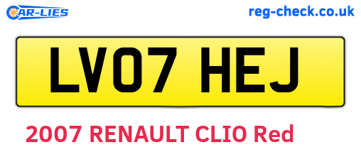 LV07HEJ are the vehicle registration plates.