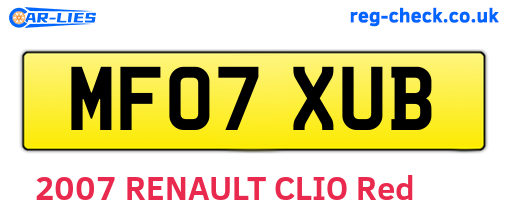MF07XUB are the vehicle registration plates.