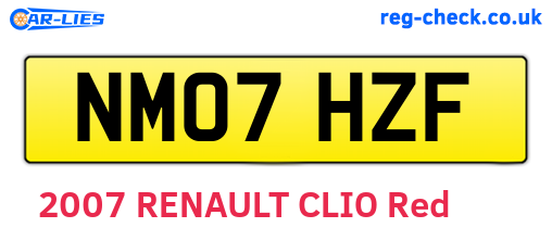 NM07HZF are the vehicle registration plates.