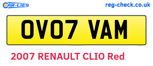 OV07VAM are the vehicle registration plates.