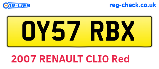 OY57RBX are the vehicle registration plates.