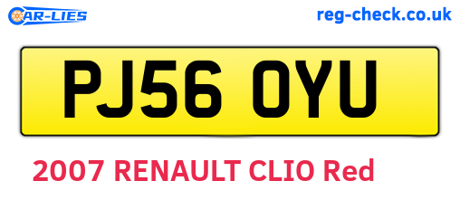 PJ56OYU are the vehicle registration plates.