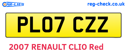 PL07CZZ are the vehicle registration plates.
