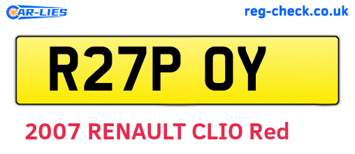 R27POY are the vehicle registration plates.