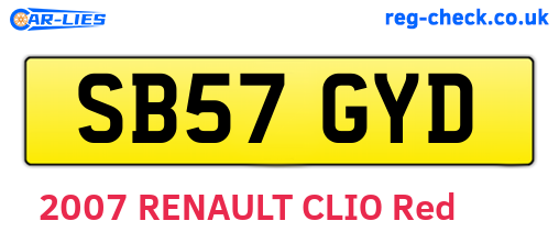 SB57GYD are the vehicle registration plates.