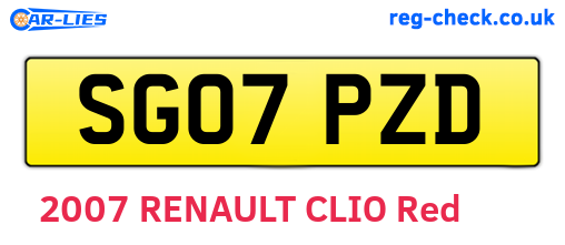 SG07PZD are the vehicle registration plates.