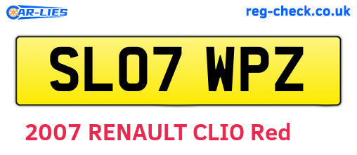 SL07WPZ are the vehicle registration plates.