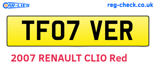 TF07VER are the vehicle registration plates.
