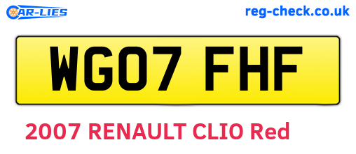 WG07FHF are the vehicle registration plates.