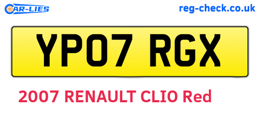 YP07RGX are the vehicle registration plates.