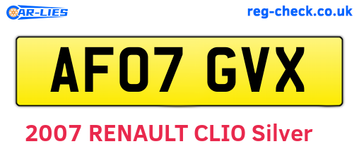 AF07GVX are the vehicle registration plates.
