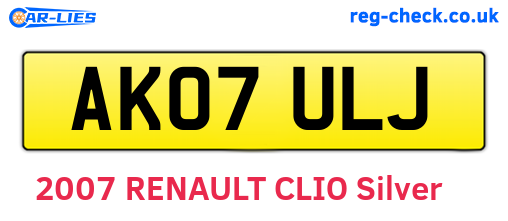 AK07ULJ are the vehicle registration plates.