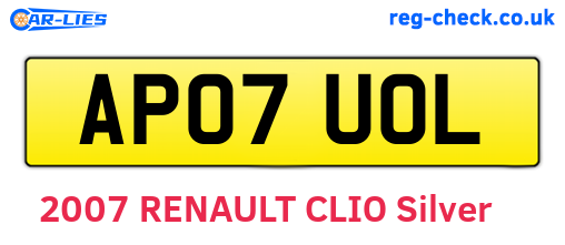 AP07UOL are the vehicle registration plates.