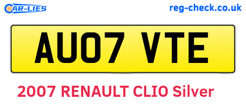 AU07VTE are the vehicle registration plates.