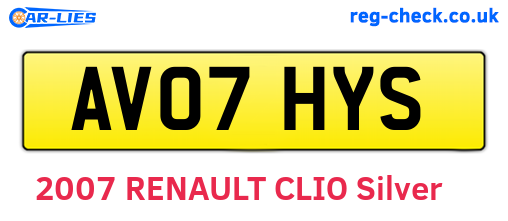 AV07HYS are the vehicle registration plates.