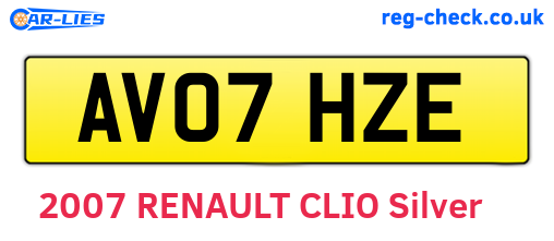 AV07HZE are the vehicle registration plates.