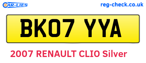 BK07YYA are the vehicle registration plates.