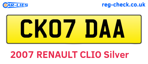 CK07DAA are the vehicle registration plates.