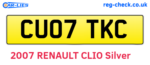 CU07TKC are the vehicle registration plates.