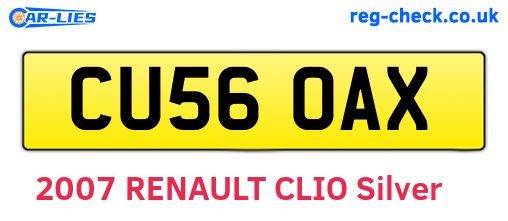 CU56OAX are the vehicle registration plates.