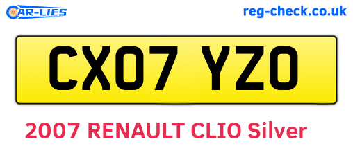 CX07YZO are the vehicle registration plates.