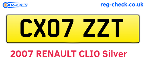 CX07ZZT are the vehicle registration plates.