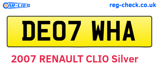 DE07WHA are the vehicle registration plates.