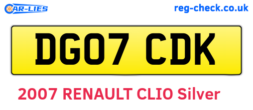 DG07CDK are the vehicle registration plates.