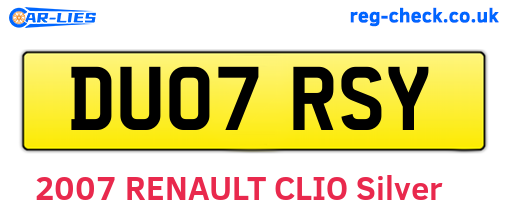 DU07RSY are the vehicle registration plates.