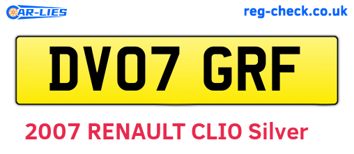 DV07GRF are the vehicle registration plates.