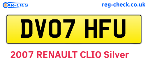 DV07HFU are the vehicle registration plates.