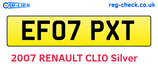 EF07PXT are the vehicle registration plates.