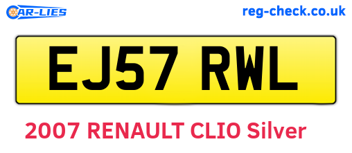 EJ57RWL are the vehicle registration plates.
