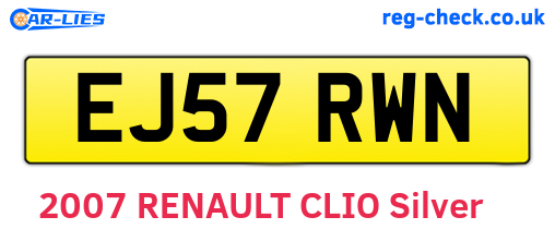 EJ57RWN are the vehicle registration plates.