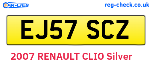 EJ57SCZ are the vehicle registration plates.