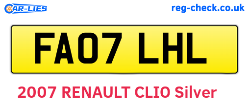 FA07LHL are the vehicle registration plates.