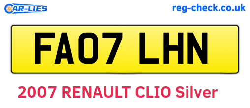 FA07LHN are the vehicle registration plates.