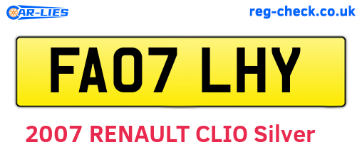 FA07LHY are the vehicle registration plates.