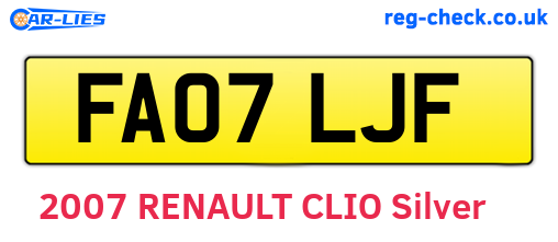 FA07LJF are the vehicle registration plates.