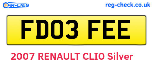 FD03FEE are the vehicle registration plates.