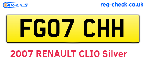 FG07CHH are the vehicle registration plates.