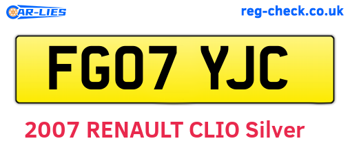 FG07YJC are the vehicle registration plates.