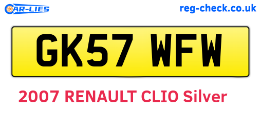 GK57WFW are the vehicle registration plates.