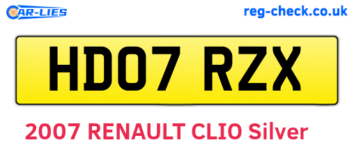 HD07RZX are the vehicle registration plates.