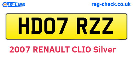 HD07RZZ are the vehicle registration plates.