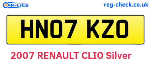 HN07KZO are the vehicle registration plates.