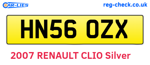 HN56OZX are the vehicle registration plates.